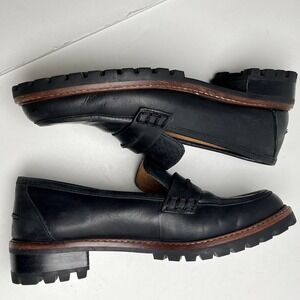 Madewell Black Leather Lug Sole Loafer Shoes Women's Size 6.5 NS626